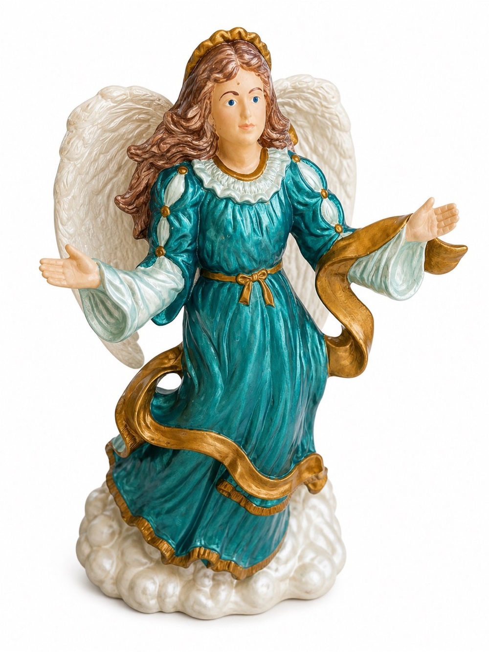 Angel #2 Vintage Blue Angel Figurine | Gold Trim | Christmas Religious Decor